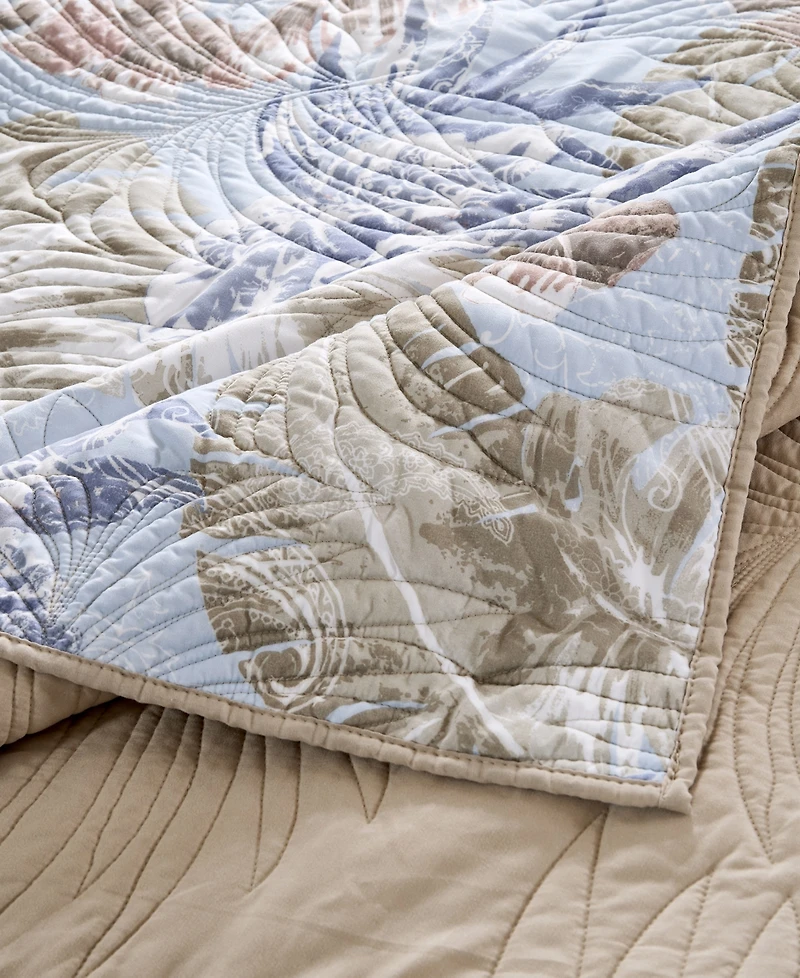 Greenland Home Fashions Tropics Coastal Palm 3 Piece Quilt Set