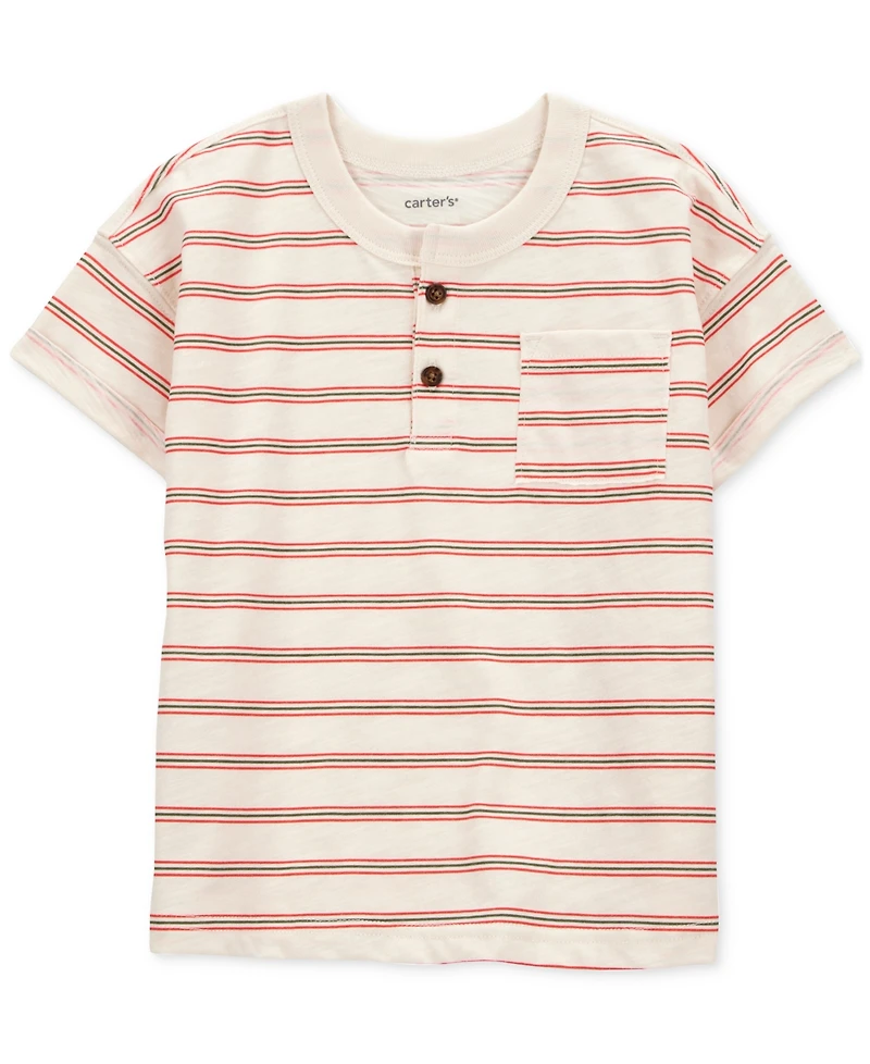 Carter's Toddler Boys Striped Slub Jersey Henley T-Shirt