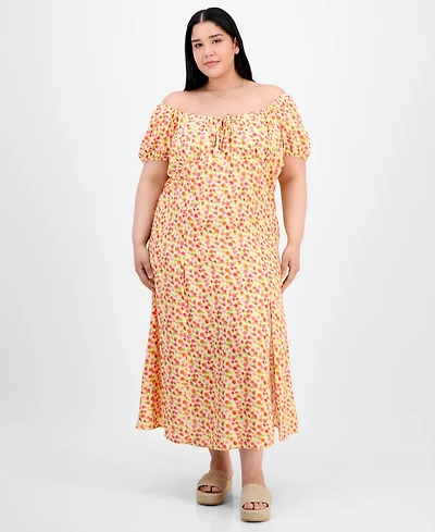 Absolutely Famous Trendy Plus Puffed-Sleeve Dress