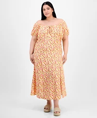 Absolutely Famous Trendy Plus Puffed-Sleeve Dress