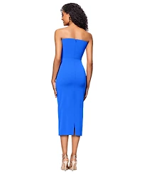 Betsy & Adam Women's Strapless Cascade Ruffle Party Dress
