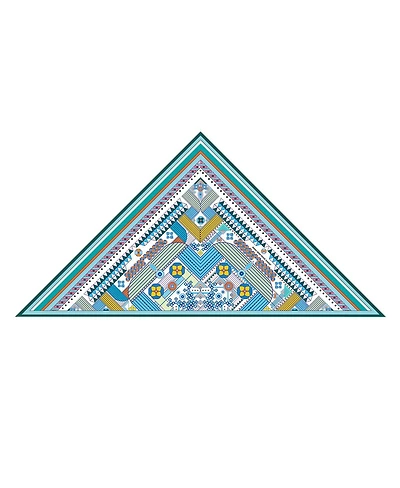Jessie Zhao New York Double Sided Wool Silk Triangle Scarf Of Shapes Reconstruction