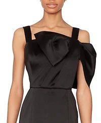 White Tie by Shani Women's Bow-Trim Satin Midi Dress