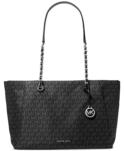 Michael Kors Georgia Logo Brown Zip Top Tote Bag