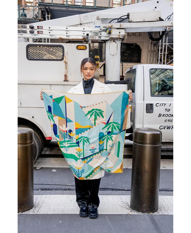 Jessie Zhao New York Double Sided Wool Silk Scarf Of Tropical Breeze