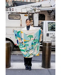 Jessie Zhao New York Double Sided Wool Silk Scarf Of Tropical Breeze