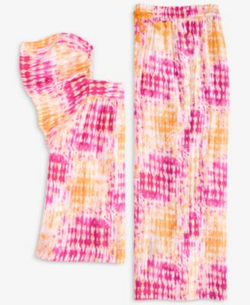 Epic Threads Little Big Girls Coast Dye Flutter Top Wide Leg Cropped Pants Exclusively At Macys