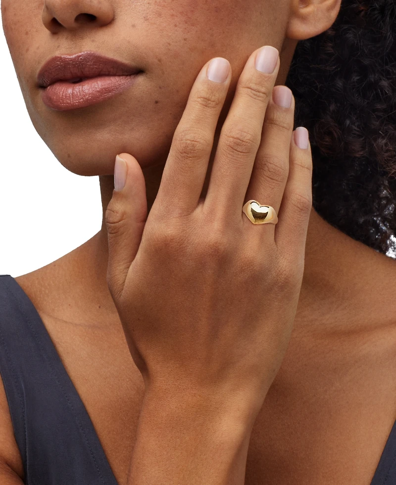 Polished Puffed Large Heart Statement Ring in 10k Gold