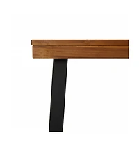 vidaXL Garden Table Natural wood Solid acacia wood and powder-coated metal