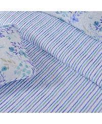 Linery & Co. Blue Floral Microfiber Quilt Set With Shams