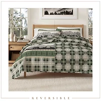 Linery & Co. Mountain Scape & Plaid Microfiber Quilt Set With Shams