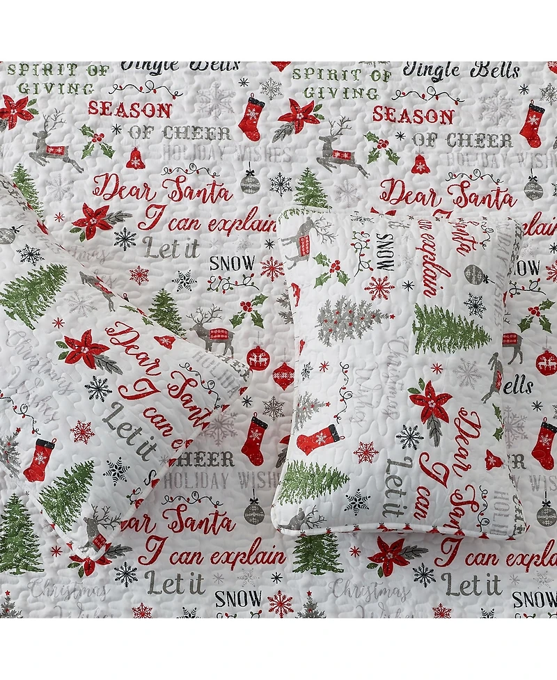 Linery & Co. Holiday Printed Microfiber Quilt Set With Shams