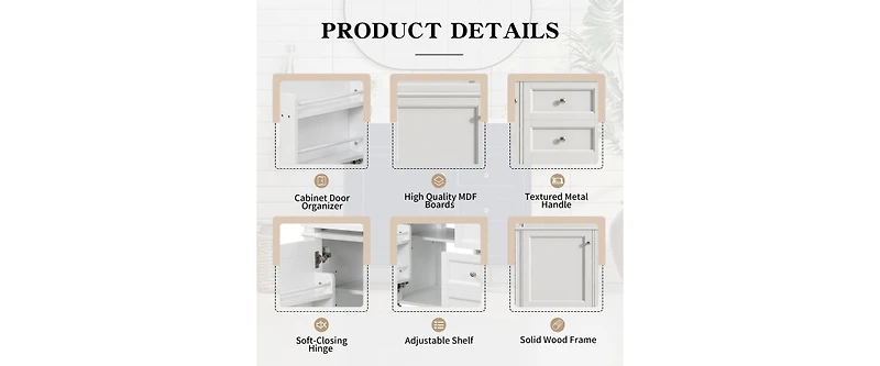 30" Bathroom Vanity with Sink Top, Bathroom Cabinet with Open Storage Shelf and Two Drawers