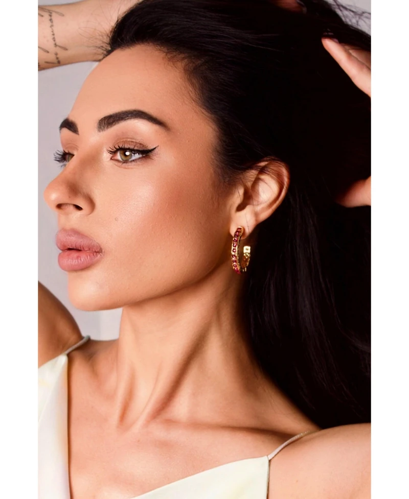 Serena Molten Gemstone Hoop Earrings