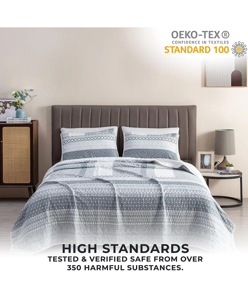 Linery & Co. Intricate Patchwork Design Microfiber Quilt Set With Shams