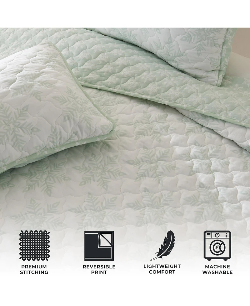 Linery & Co. Snowflake Printed Microfiber Quilt Set with Shams