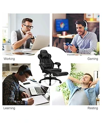 Adjustable Gaming Chair with Footrest and Lumbar Cushion for Office