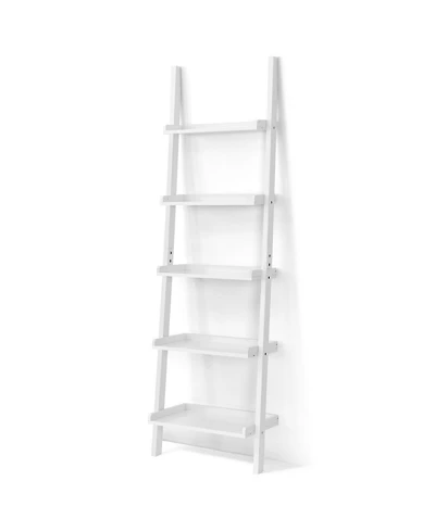 5-Tier Wall-leaning Ladder Shelf Display Rack for Plants and Books
