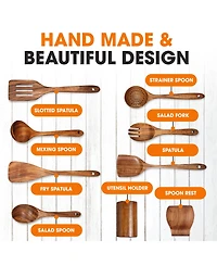 Cheer Collection 9 Piece Wooden Spatula Set