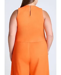 Eloquii Women's Linen-Blend Boxy Scoop Neck Crop Tank