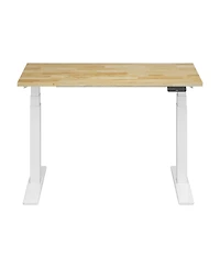Flexispot E7-commercial 48 W Electric Adjustable Standing Desk, Rubber Wood Top, White Base