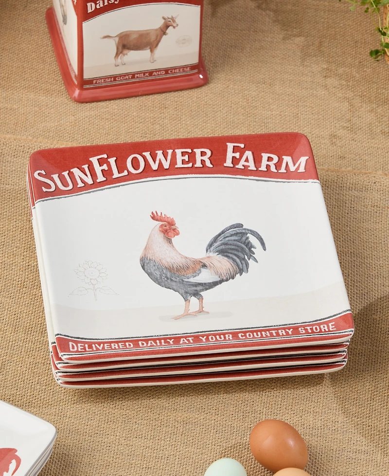 Certified International Vintage Farm Dinner Plates, Set of 4, Service for 4