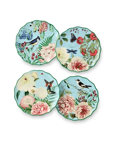 Certified International Flora Canape Plates, Set of 4, Service for 4