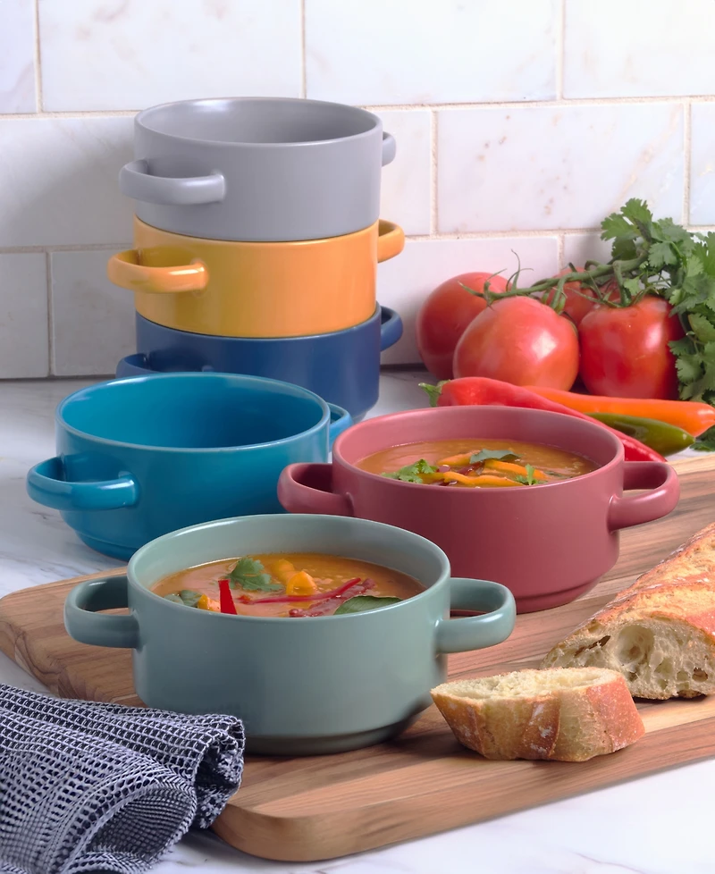 Certified International Matte Glaze Soup Crocks, Set of 6, Service for 4