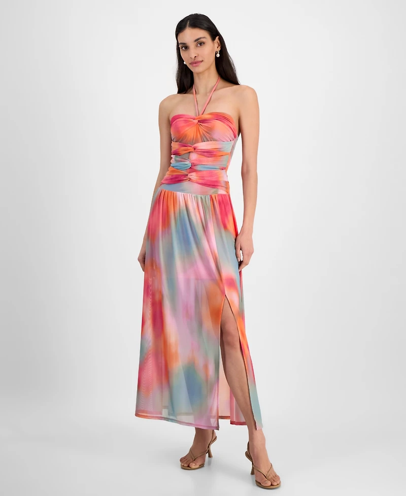 Bar Iii Women's Printed Halter Bandeau Maxi Dress, Exclusively at Macy's