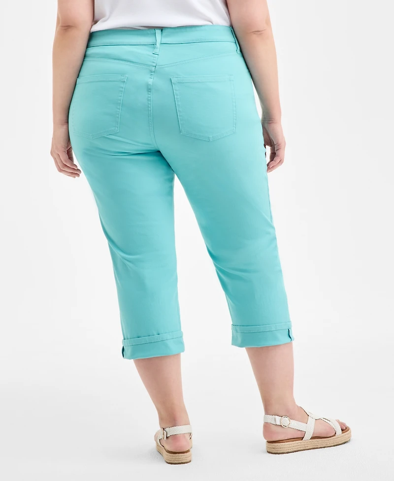 Style & Co Plus Size Curvy Roll-Cuff Capri Jeans, Created for Macy's