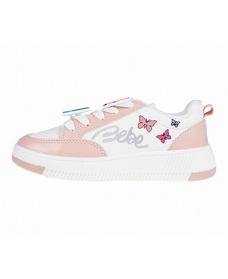 Bebe Little Girls Court with Decorative Screen Print Sneakers