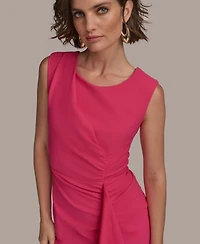 Donna Karan New York Women's Ruched Draped Sleeveless Sheath Dress