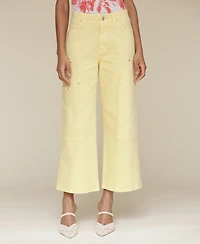 Avec Les Filles Women's High-Waist Cropped Carpenter Jeans
