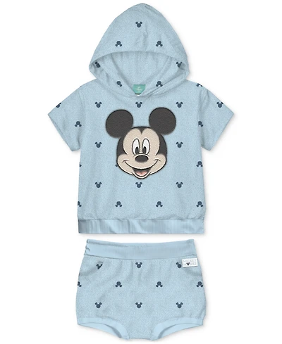 Disney Baby Boys Mickey Mouse Terry Hoodie & Shorts, 2 Piece Set