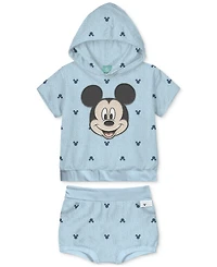 Disney Baby Boys Mickey Mouse Terry Hoodie & Shorts, 2 Piece Set