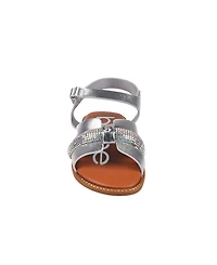 Bebe Little Girls Flat with Rhinestone and Heart Charm Sandals