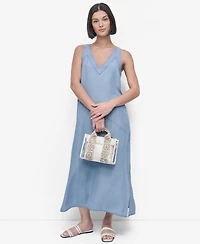Dkny Women's Sleeveless V-Neck Side-Slit Dress