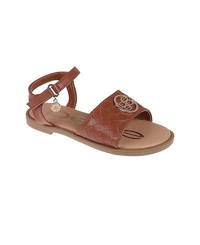Bebe Little Girls Embossed Flat with Medallion Hardware Sandals