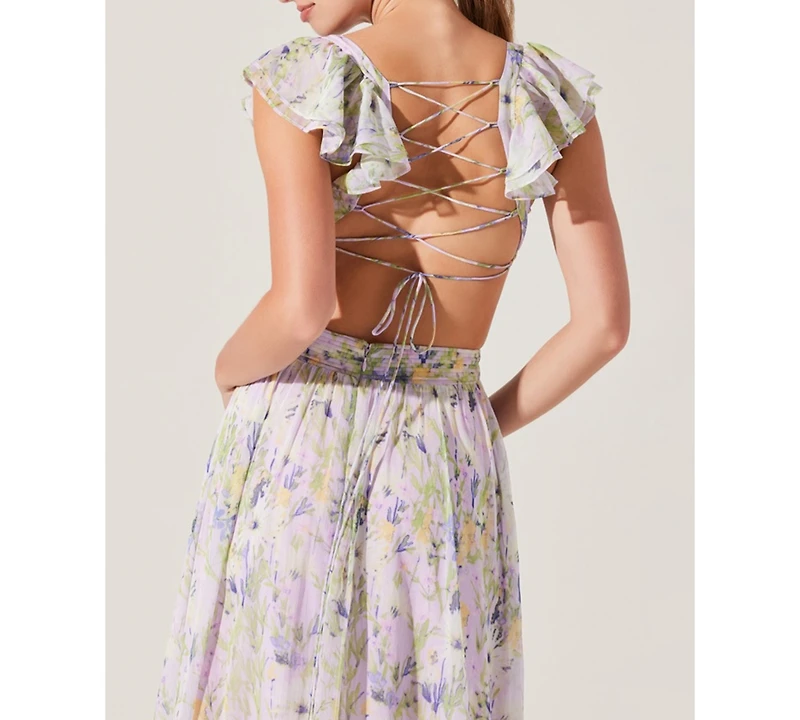 Astr the Label Women's Primrose Lace-Up-Back Maxi Dress