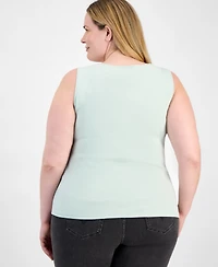 Style & Co Plus Cotton Square-Neck Tank Top, Exclusively at Macy's