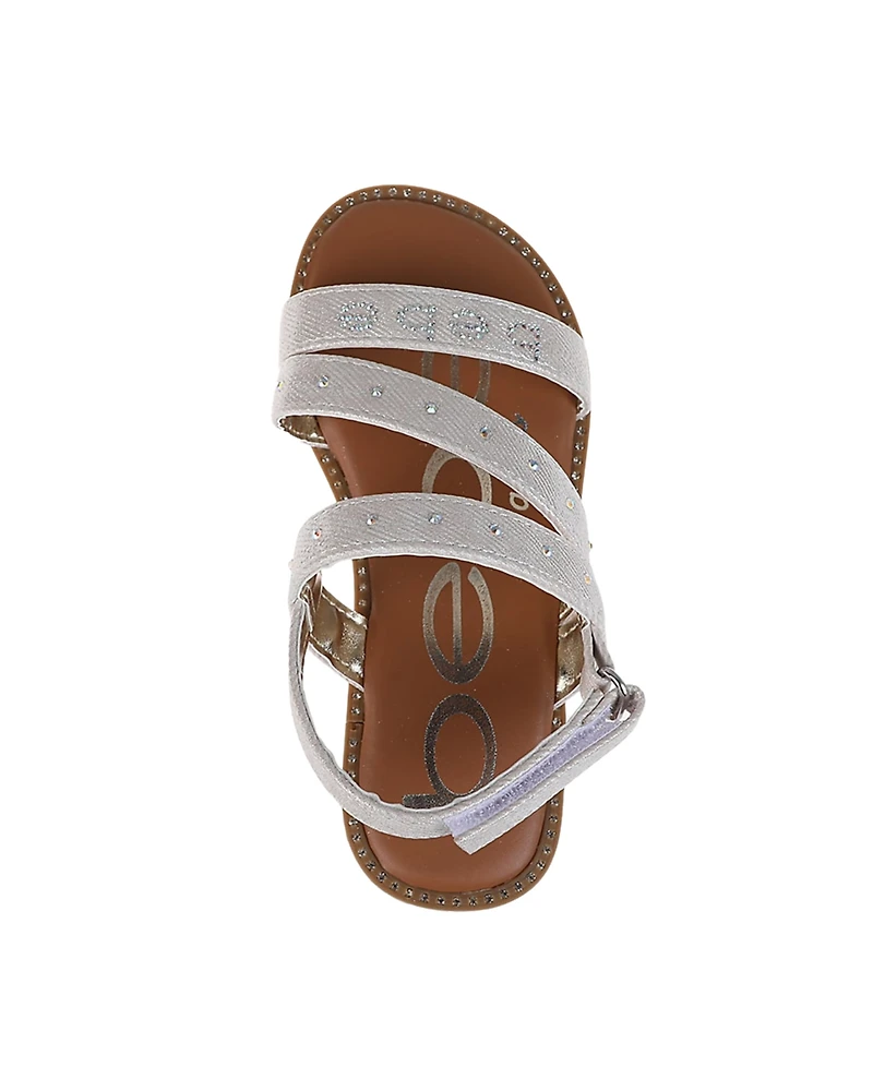 Bebe Little Girls Flat with Rhinestone and Ornamentation Sandals