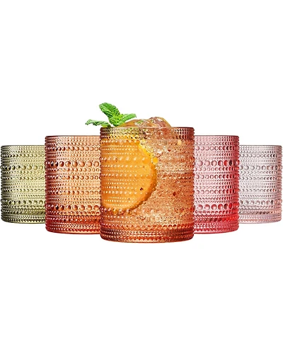 The Wine Savant Khen Vintage Hobnail Lowball Tumbler, Set of 5