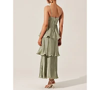Astr the Label Women's Lupin Pleated Satin Dress