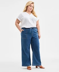 Style & Co Plus High-Rise Wide-Leg Jeans, Exclusively at Macy's