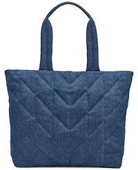 Karl Lagerfeld Paris Voyage Large Quilted Denim Tote Bag