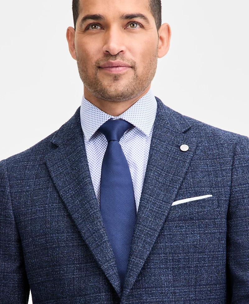 Ted by Baker Men's Modern-Fit Navy Boucle Plaid Sport Coat