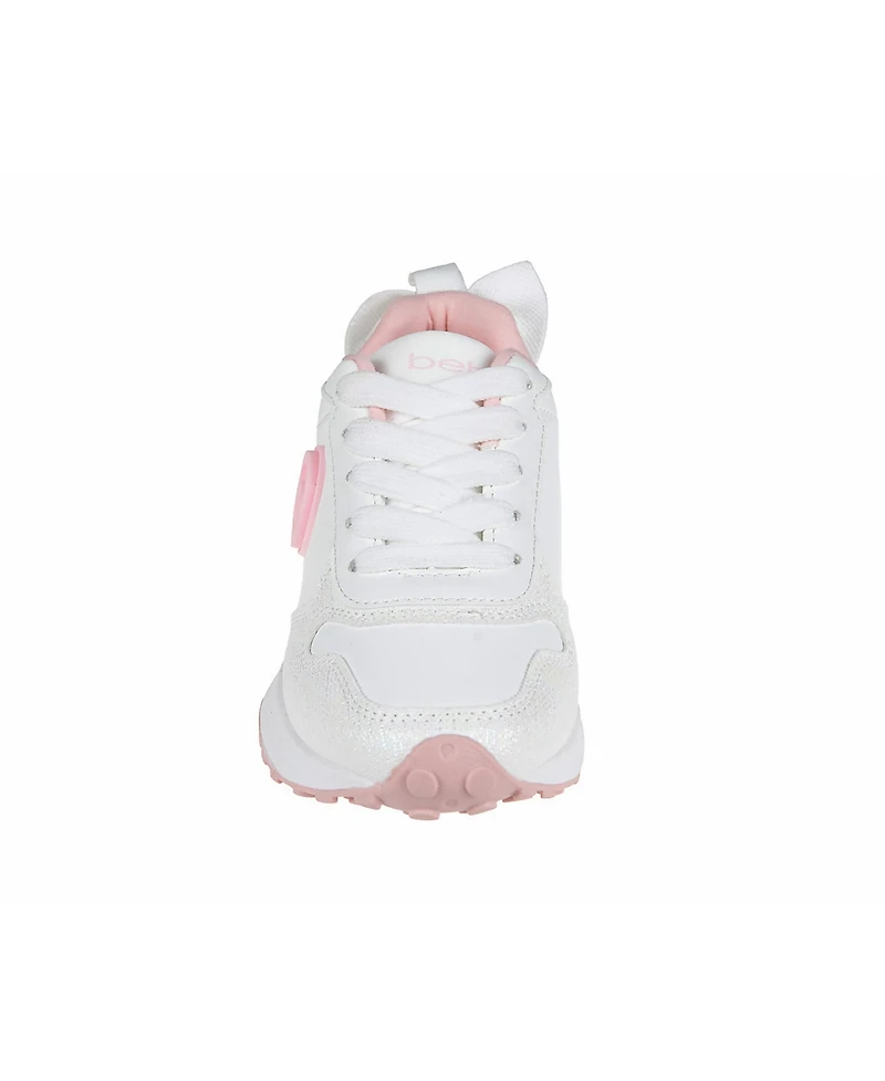 Bebe Little Girls with Bebe Medallion and Double Layer Bow at Back Jogger Sneakers