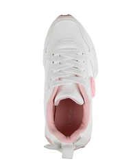 Bebe Little Girls with Bebe Medallion and Double Layer Bow at Back Jogger Sneakers