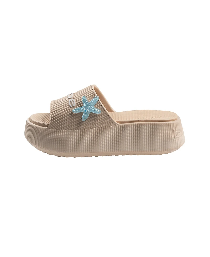 Bebe Little and Big Girls Stylish Comfortable Summer Platform with Starfish Charm Slides