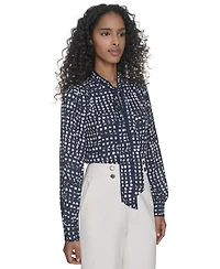 Calvin Klein Women's Printed Tie-Neck Blouse